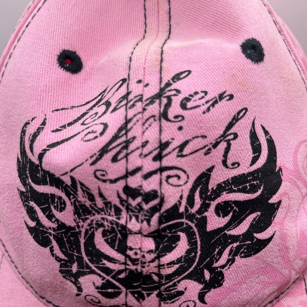 Women’s pink adjustable, biker chick cap - Picture 3 of 12